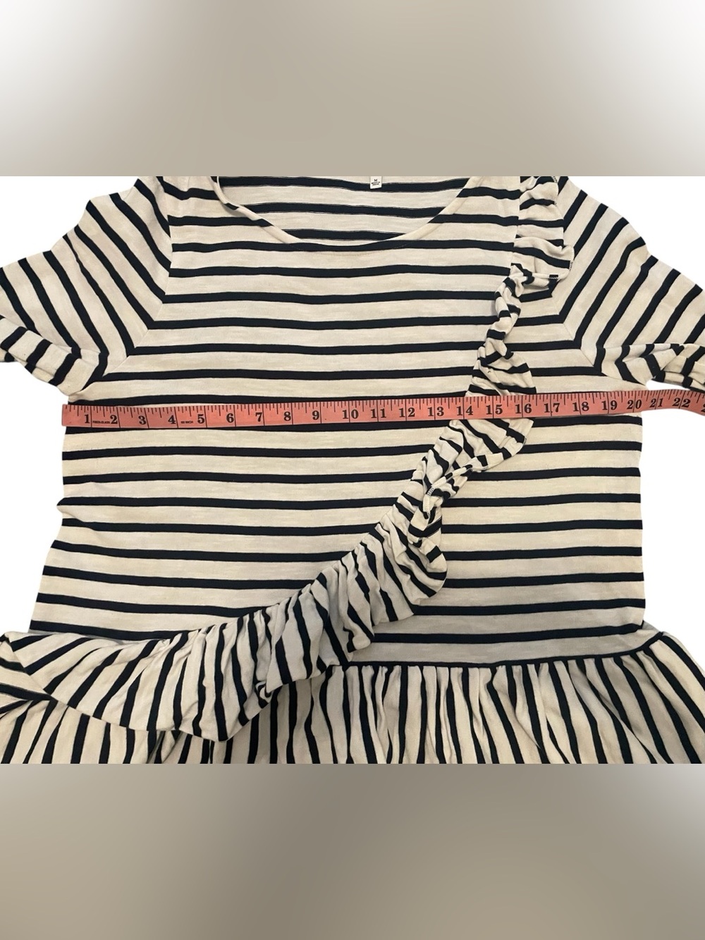 Crown & Ivy Black & White Striped Ruffle Top - Picture 4 of 7